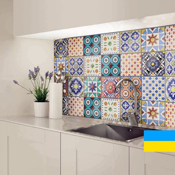 Moroccan Tile decal, Backsplash tile stickers, Bathroom Decal, Tile Decal, tile stickers moroccan, morracan tile decal, Kitchen tile decal