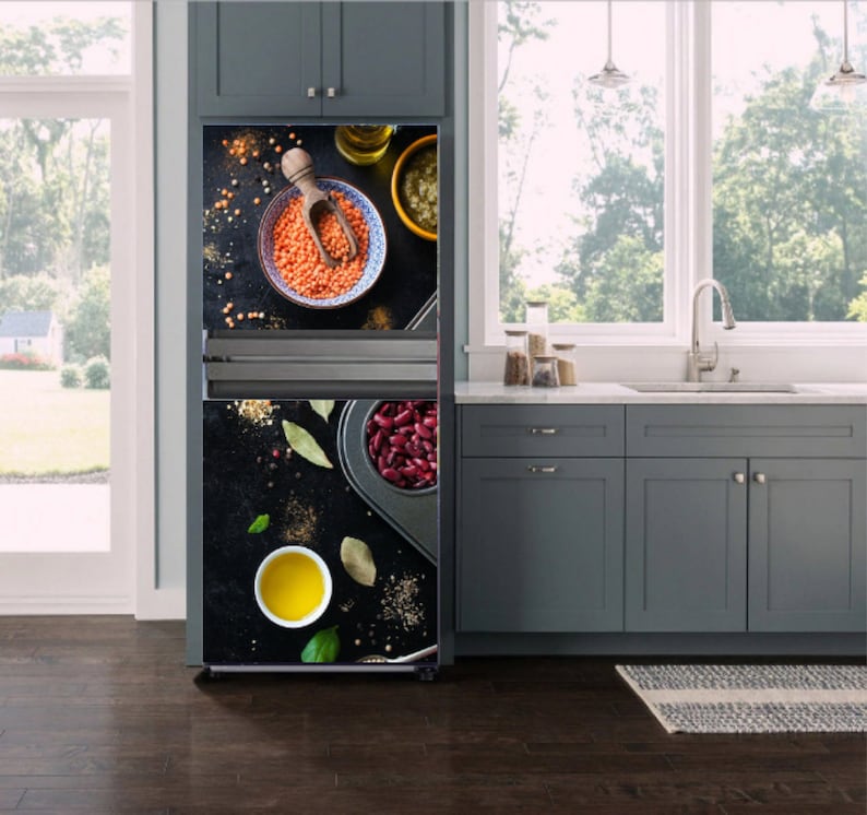 Black Refrigerator Wrap Fridge Decal Fridge Wrap Etsy