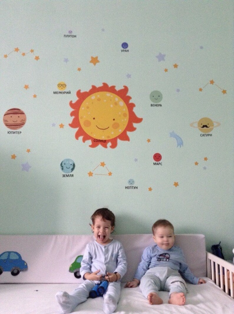 Solar System Wall Decal, Planet Wall Decals for Kids Room, Space Decal ...