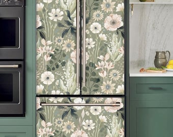 Ewusp Copertura magnetica per lavastoviglie, con fiori selvatici, pannello per porta della lavastoviglie, adesivo magnetico per elettrodomestici