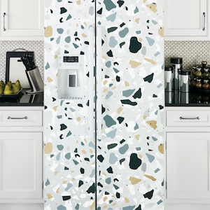 Fridge Wrap Vinyl Terrazzo Refrigerator Wrap Side by Side Fridge Decals Stickers, Appliances Decals, Fridge Mural, Refrigerator Wallpapers