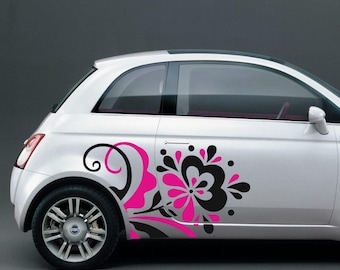 Autocollants Voiture Komatsu Fleur | 4 Feuilles Vinyle Réfléchissant | Imperméable | Décoration Extérieure