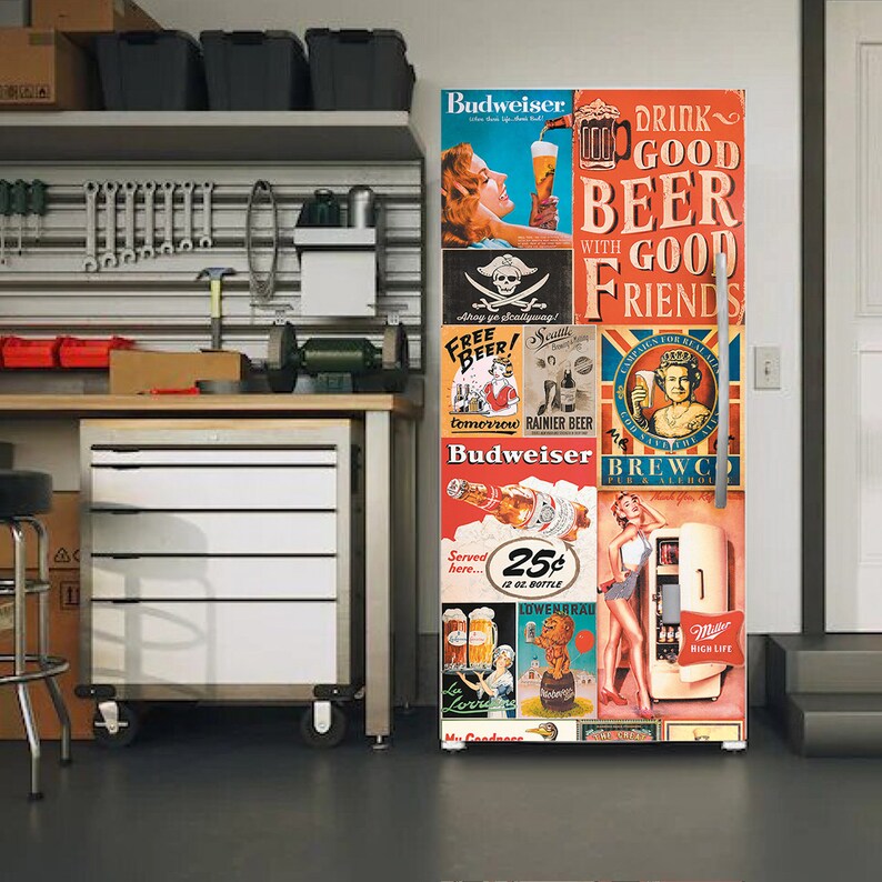 Beer Fridge Wraps Beer Fridge Decal Refrigerator Wrap Beer Etsy
