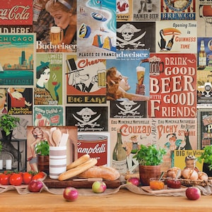 Vintage Wallpaper for Kitchen Peel & Stick Retro Lables - Etsy