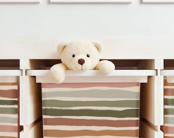 IKEA Trofast Storage Box Stickers, Beige Stripes Decals for Kids Toy Storage & Organization, Trofast Bin Vinyl Wrap
