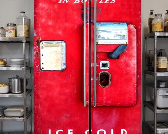 ヴィンテージコカコーラ自動販売機冷蔵庫ラップ、レトロ冷蔵庫ラップ