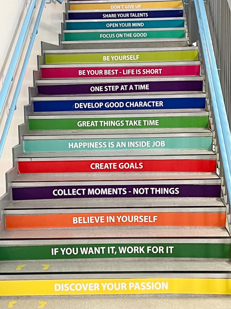 Stair Riser Quotes Motivational Stair Decals for School, Staircase Quotes Decals, Growth ...