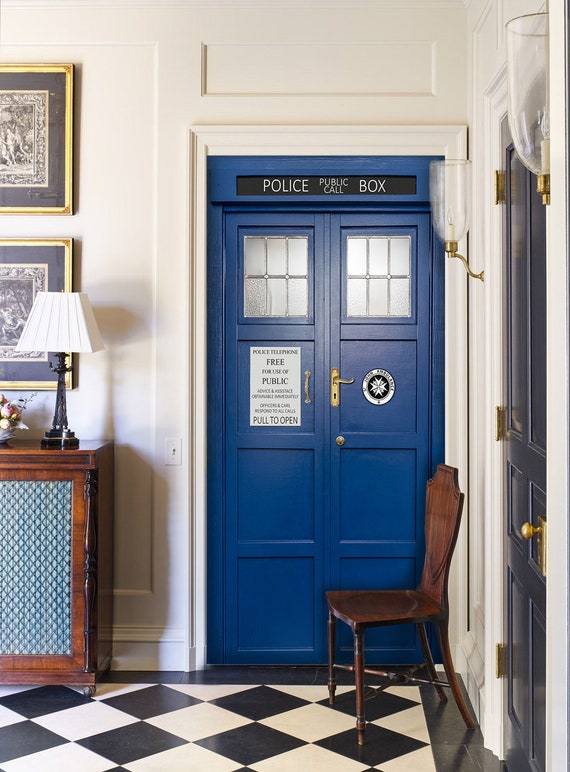 Tardis Door Wrap Policebox Door Wrap Tardis Decal Tardis Door Cover Dr Who Tardis Door Mural Door Wrap Tv Series Dr Who Door Mural