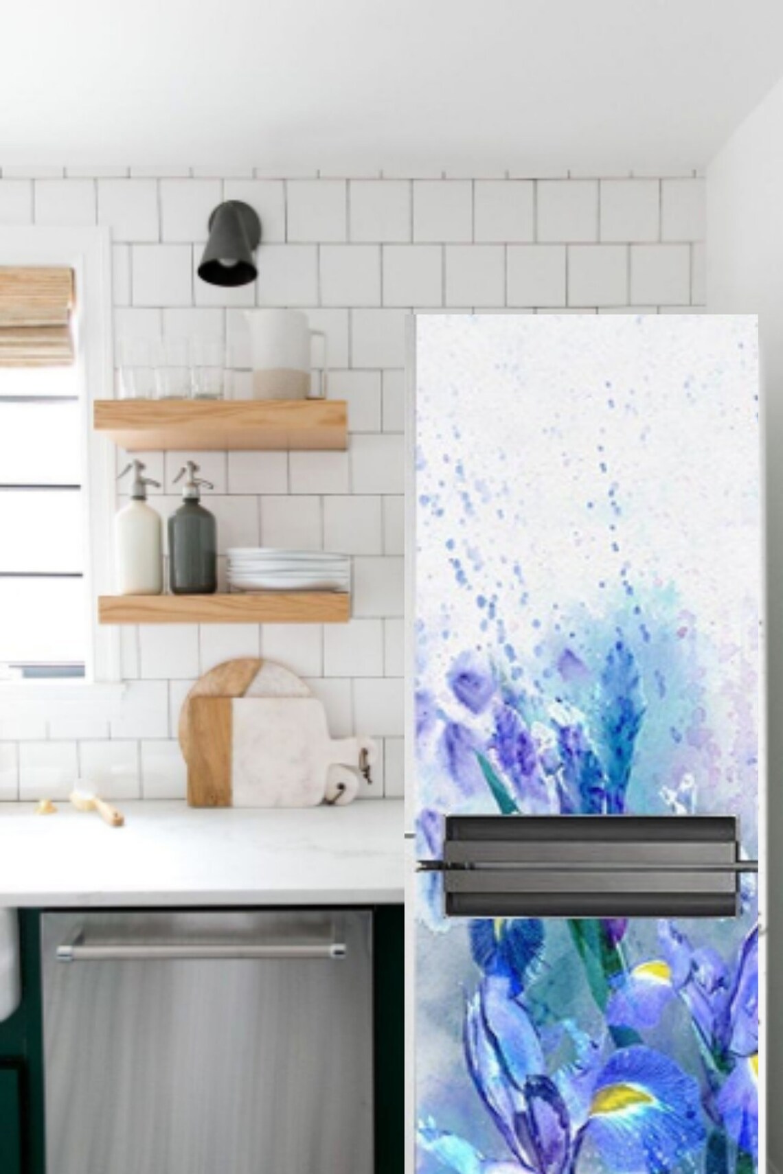 Fridge Wrap Vinyl Watercolor Flower Skin Fridge Fridge Etsy