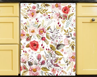 Spülmaschinen Magnet Abdeckung Blumen Wrap, Spülmaschinen Tür Abdeckung magnetische Vinyl Aufkleber, weiße Geräte Aufkleber, Blumen Küche Dekor selbstklebend