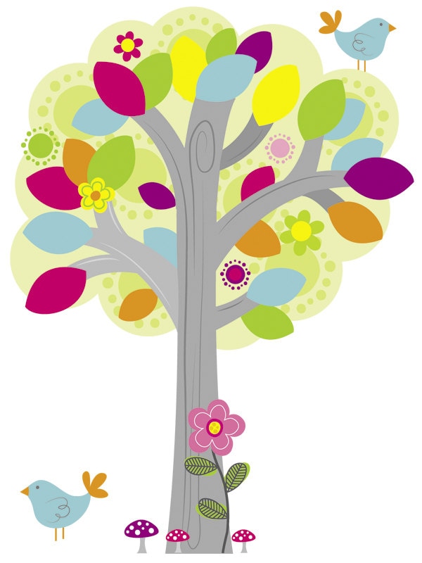 Tree Wall Decal for Kids Room, Large Tree Vinyl Wall Decal Nursery Peel ...