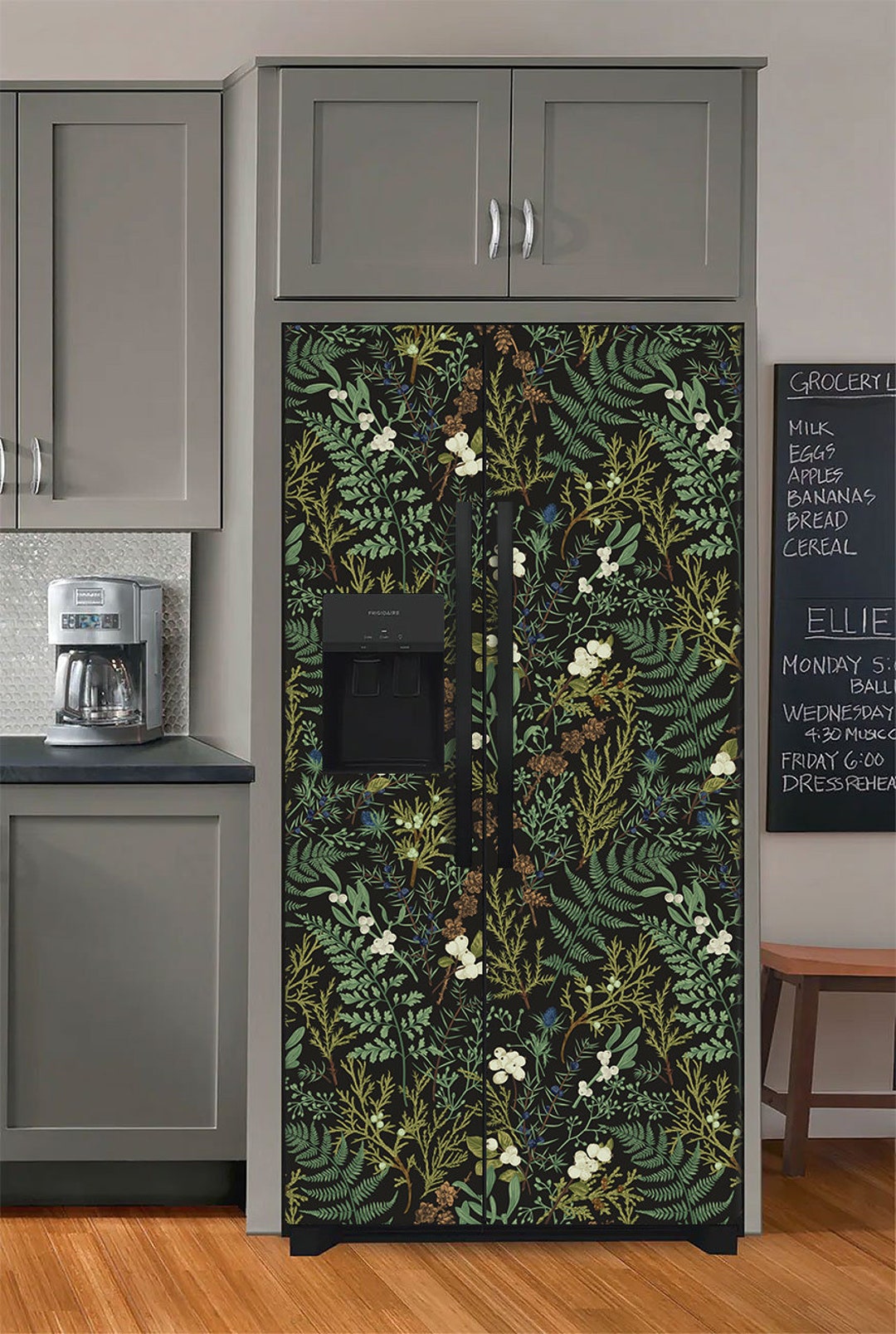 Fridge Wrap Vintage Botanical Retro Refrigerator Wrap Vinyl Side by Side  Decorative Fridge Decals Self Adhesive Dark Floral Kitchen Decor -   Denmark