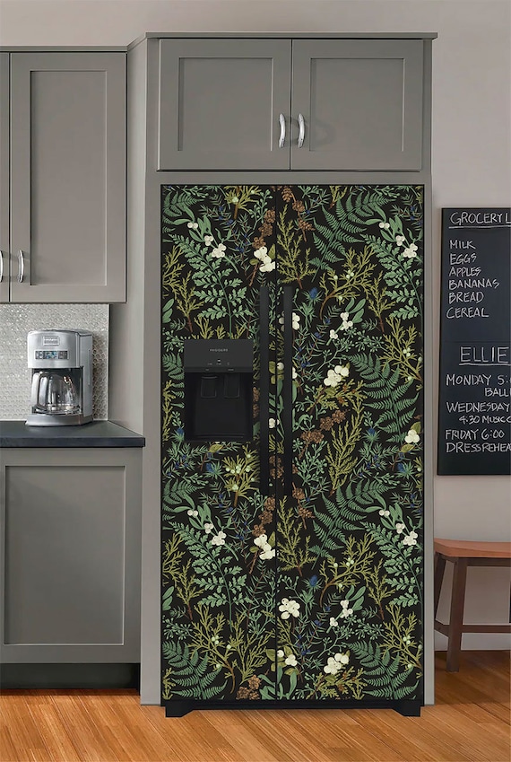 Fridge Wrap Vintage Botanical Retro Refrigerator Wrap Vinyl Side by Side  Decorative Fridge Decals Self Adhesive Dark Floral Kitchen Decor -   Denmark