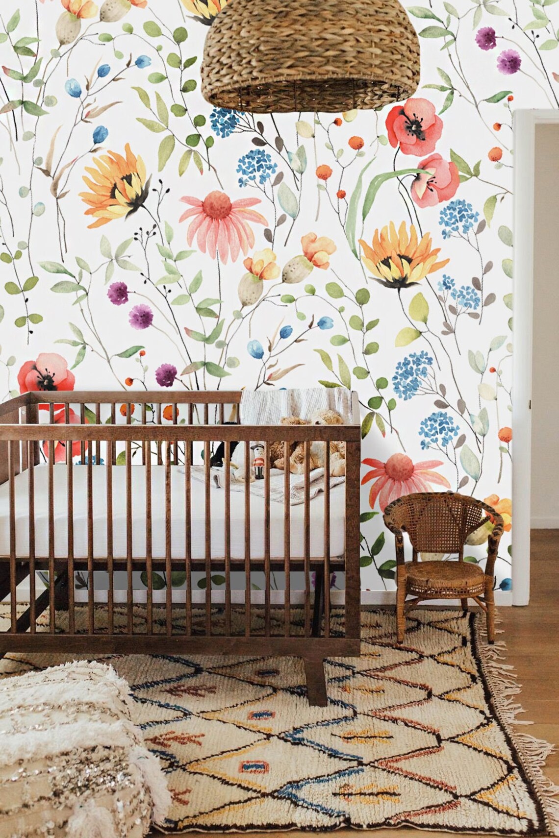 Floral Wallpaper Nursery Botanical Wallpaper Peel & Stick - Etsy