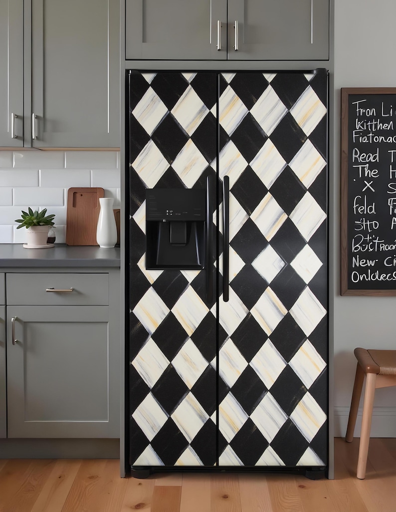 Fridge Wrap Geometric, Refrigerator Wrap Side by Side, Decorative Top ...