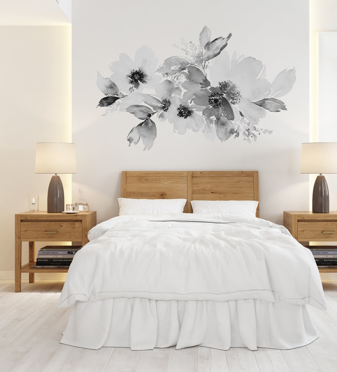 Black Floral Wall Decals Black & White Peonies Wall Decals Etsy Singapore