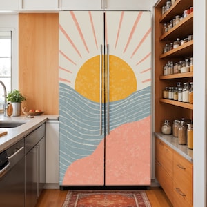 Fridge Wrap Mid Century, Refrigerator Wrap Vinyl Side by Side ...
