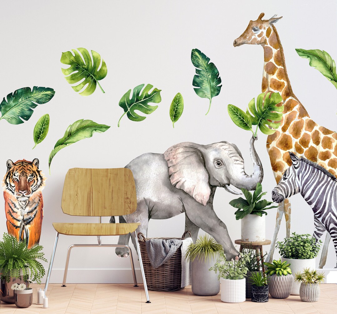Large Safari Animals Wall Decals Nursery, Safari Wall Decals for ...