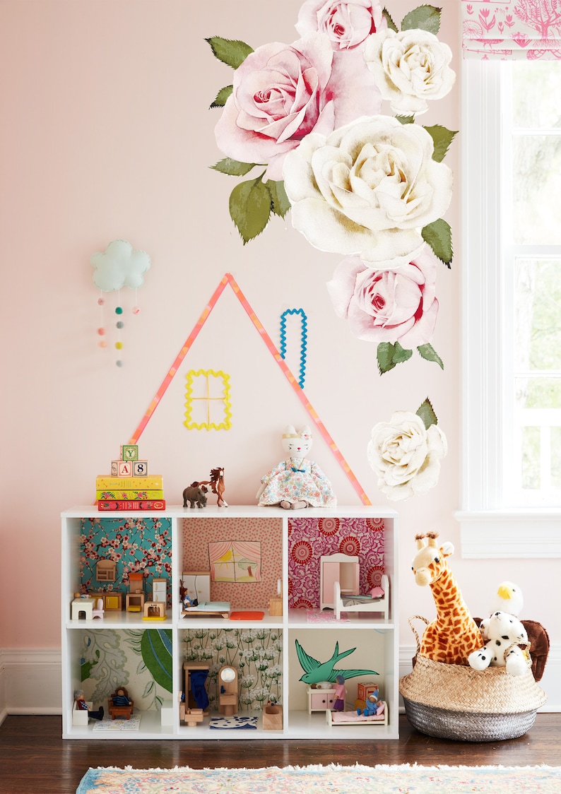 Rose Decals for Wall Roses Flower Wall Decal Rose Wall Etsy