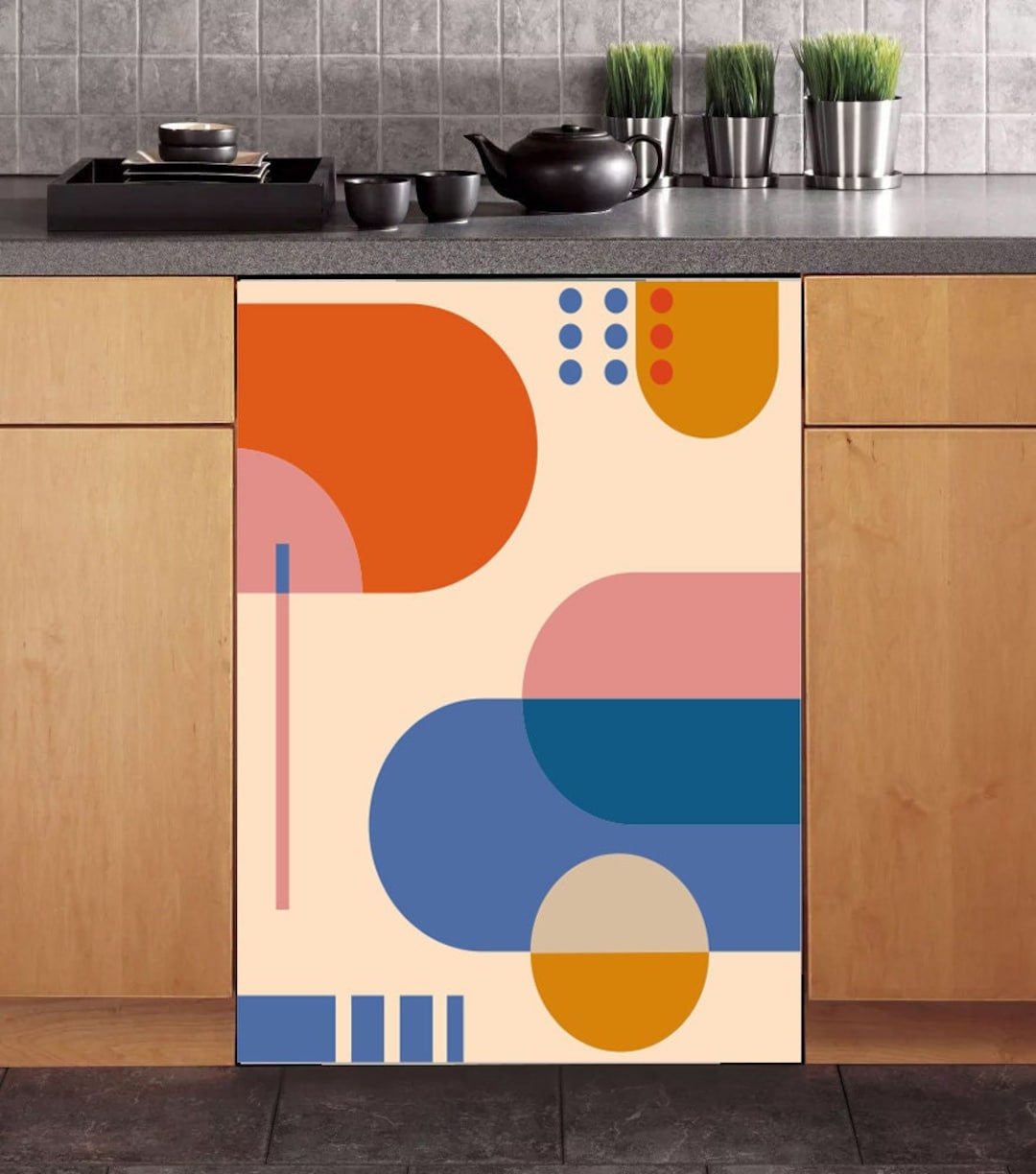 Dishwasher Cover Geometric, Modern Kitchen Dishwasher Cover