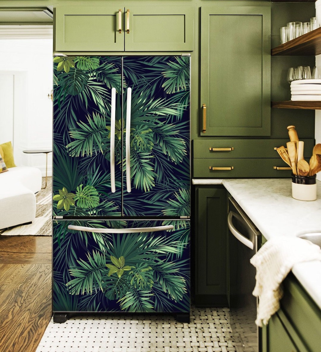 Fridge Wrap Tropical Refrigerator Wrap Vinyl Side by Side Fridge Decal