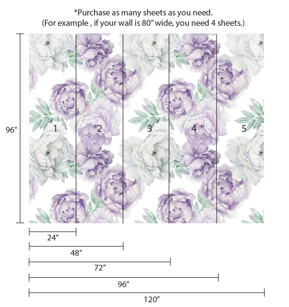 Purple Peony Wallpaper for Nursery Peony Flower Vinyl - Etsy