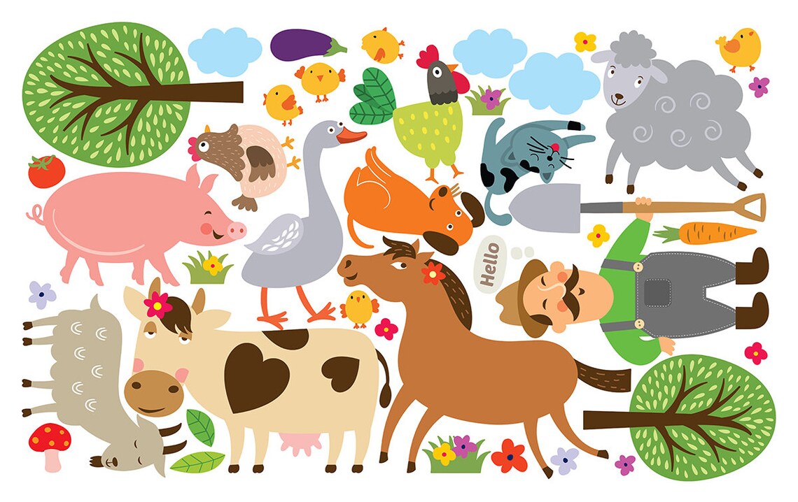 Farm Animal Decals Farm Decals Animal Nursery Decals Farm Etsy