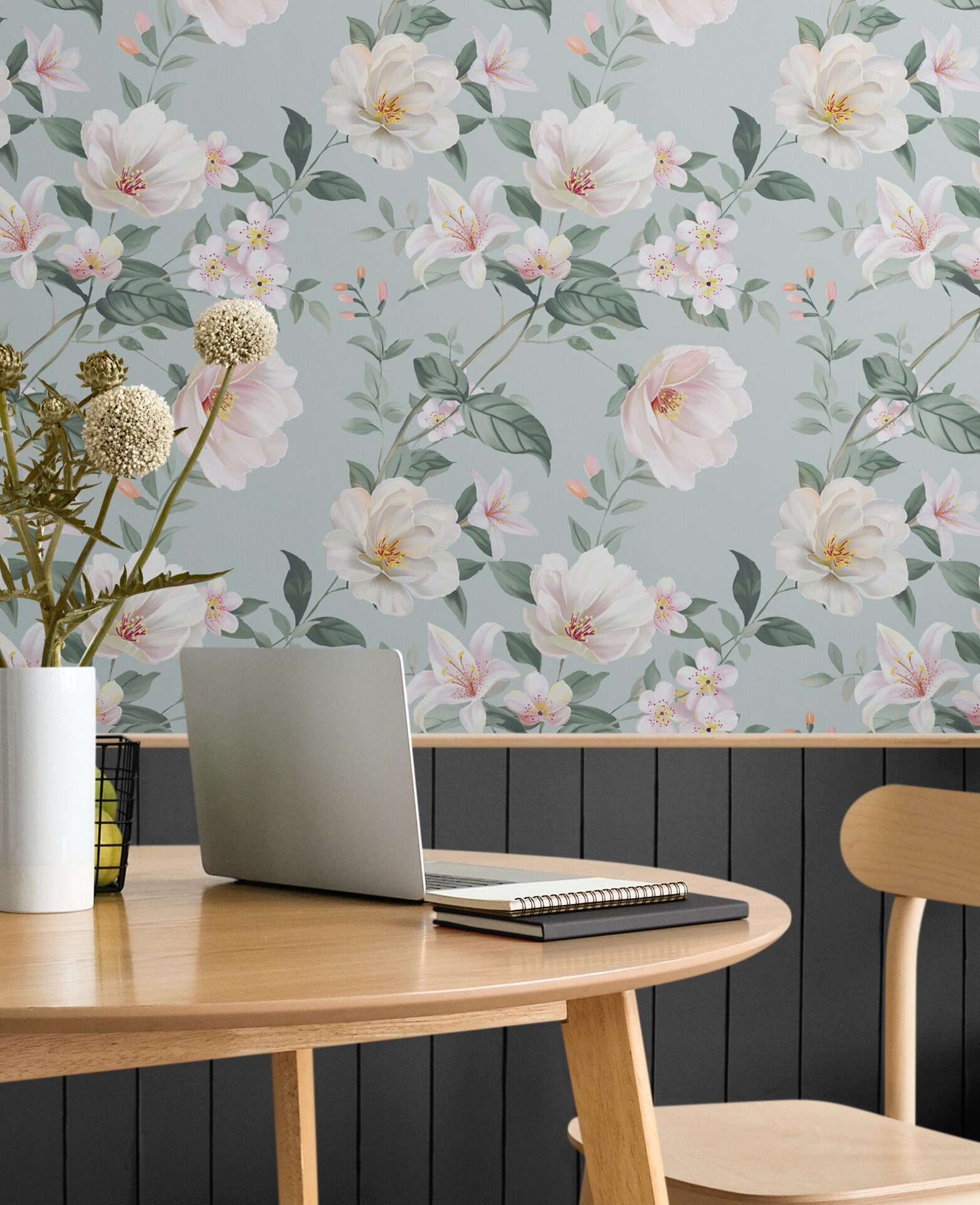 Floral Wallpaper Nursery or Girls Room, Flower Wallpaper Peel & Stick