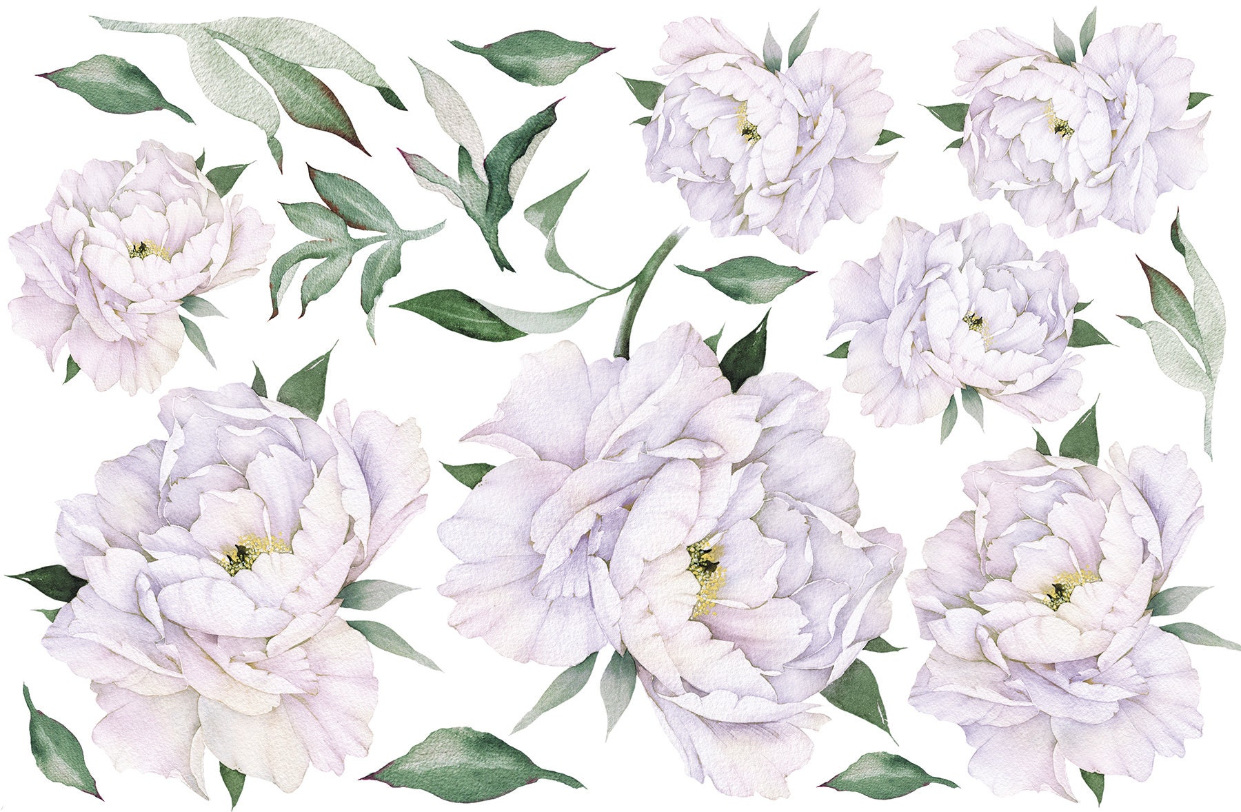 Purple Peony Wall Decals Large, Flower Wall Decal, Floral Wall Decals ...