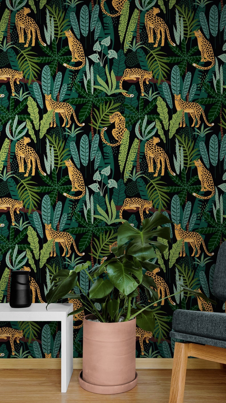 Cheetah Print Wallpaper Peel & Stick Leopard Print Wallpaper Etsy