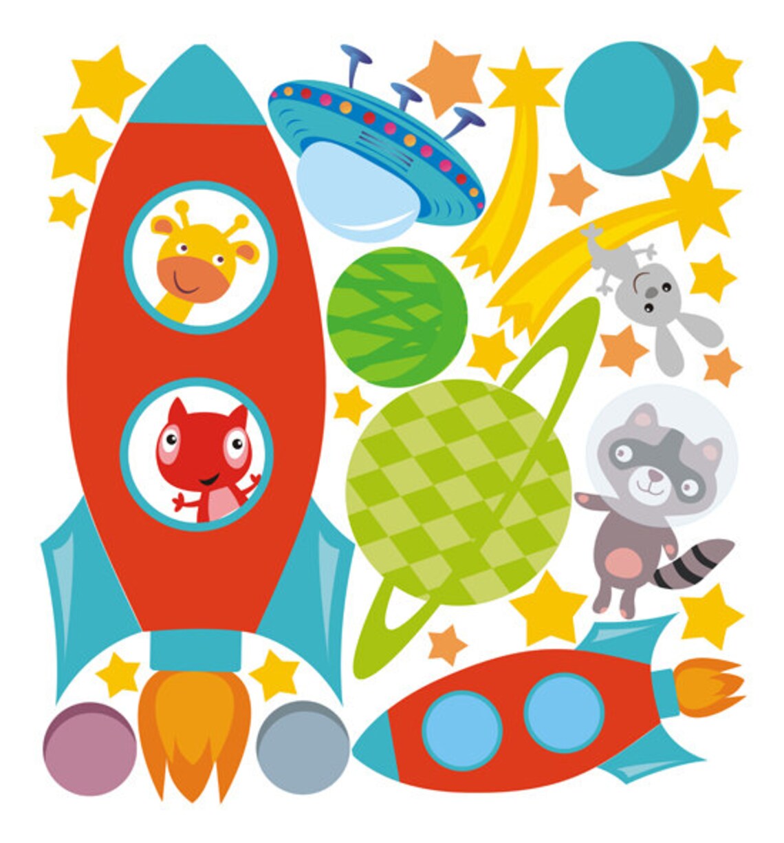 Space Wall Decals Astronaut Wall Decal Space Decal Rocket Etsy