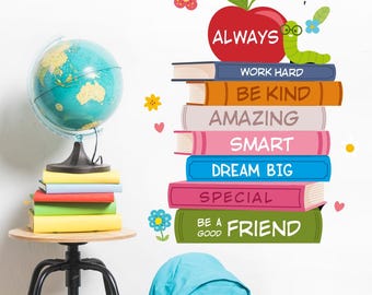 Decoración para el aula con mentalidad de crecimiento, vinilo decorativo de pared con diseño de libro motivacional, pegatina educativa para la sala de juegos infantil.