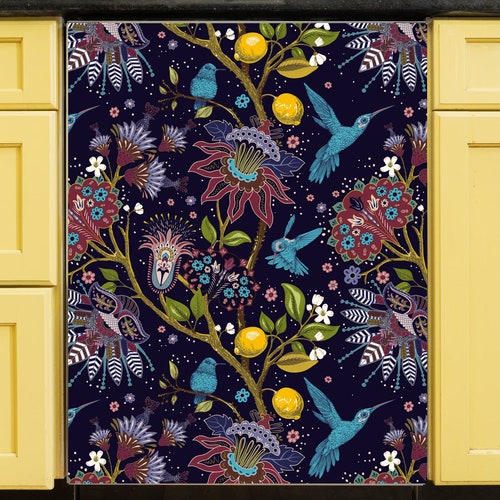 Dishwasher Cover Vintage Floral Retro Flowers Kitchen Etsy