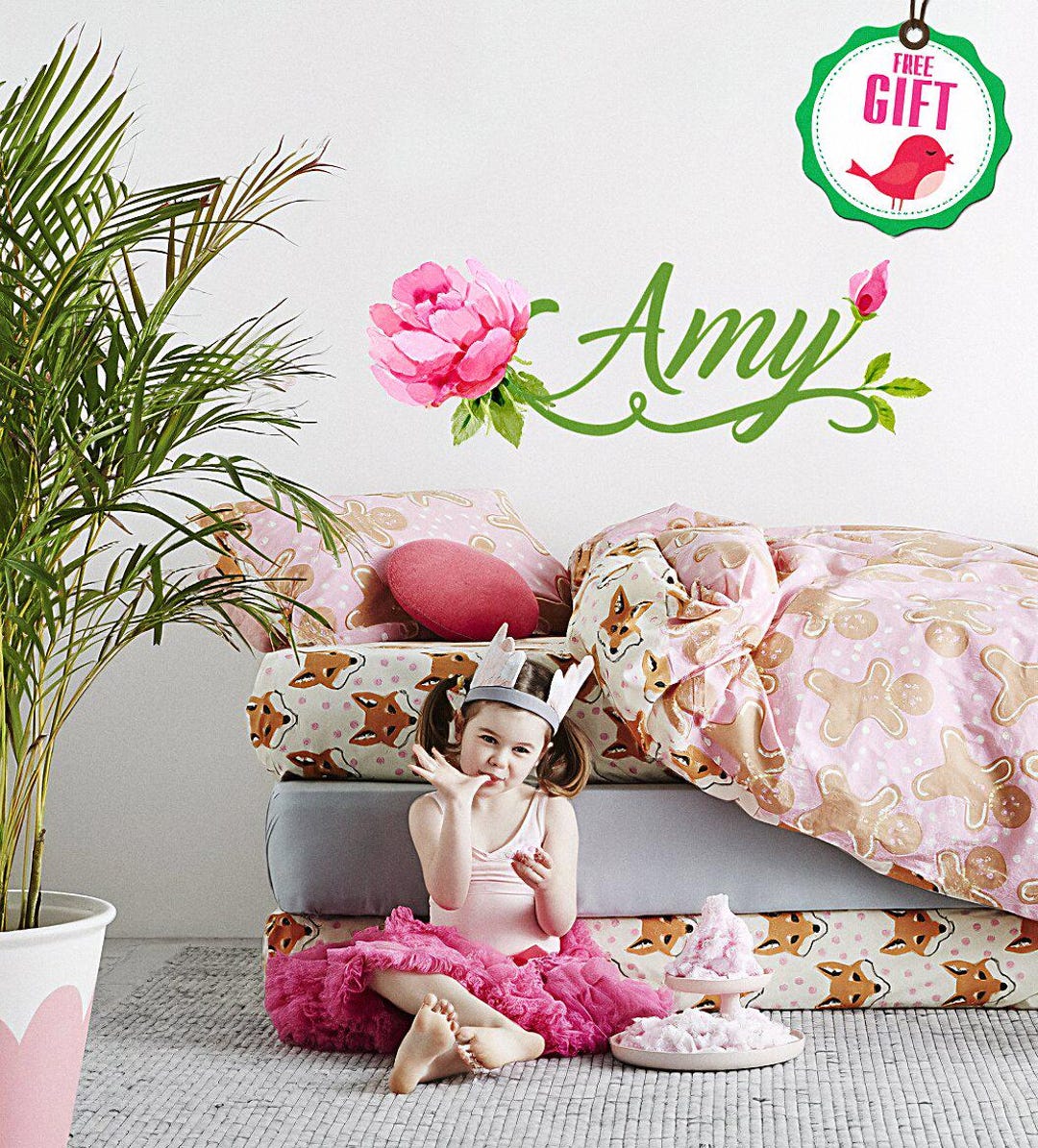 Custom Girl Name Wall Decal, Name Sticker for Girls Room Above the Crib ...