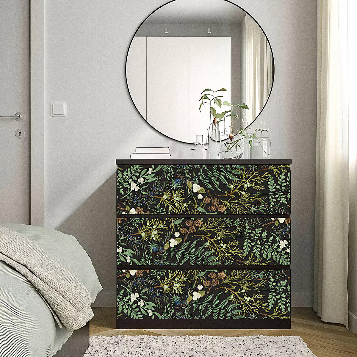 IKEA Malm Dresser Decal, Ikea Dresser Stickers, Malm decal, Malm contact  paper, Botanical decal for dresser Hack, Dresser decals for bedroom