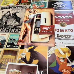 Papel pintado vintage de vinilo autoadhesivo, pósteres retro para cocina, baño y pasillo, mural de pared autoadhesivo extraíble de estilo retro. imagen 7