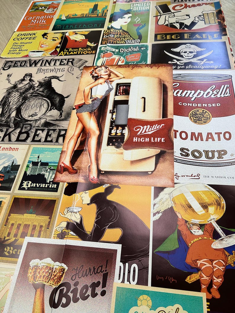 Papel pintado vintage de vinilo autoadhesivo, pósteres retro para cocina, baño y pasillo, mural de pared autoadhesivo extraíble de estilo retro. imagen 7