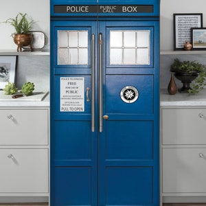 Tardis Fridge wrap, Tardis Refrigerator Wrap, Policebox door cover, Dr Who tardis door decal, Tardis Wall decal, Tardis Door Mural Skin