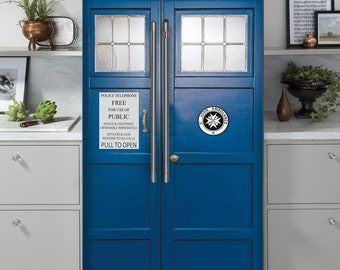 Tardis Fridge wrap, Tardis Refrigerator Wrap, Policebox door cover, Dr Who tardis door decal, Tardis Wall decal, Tardis Door Mural Skin