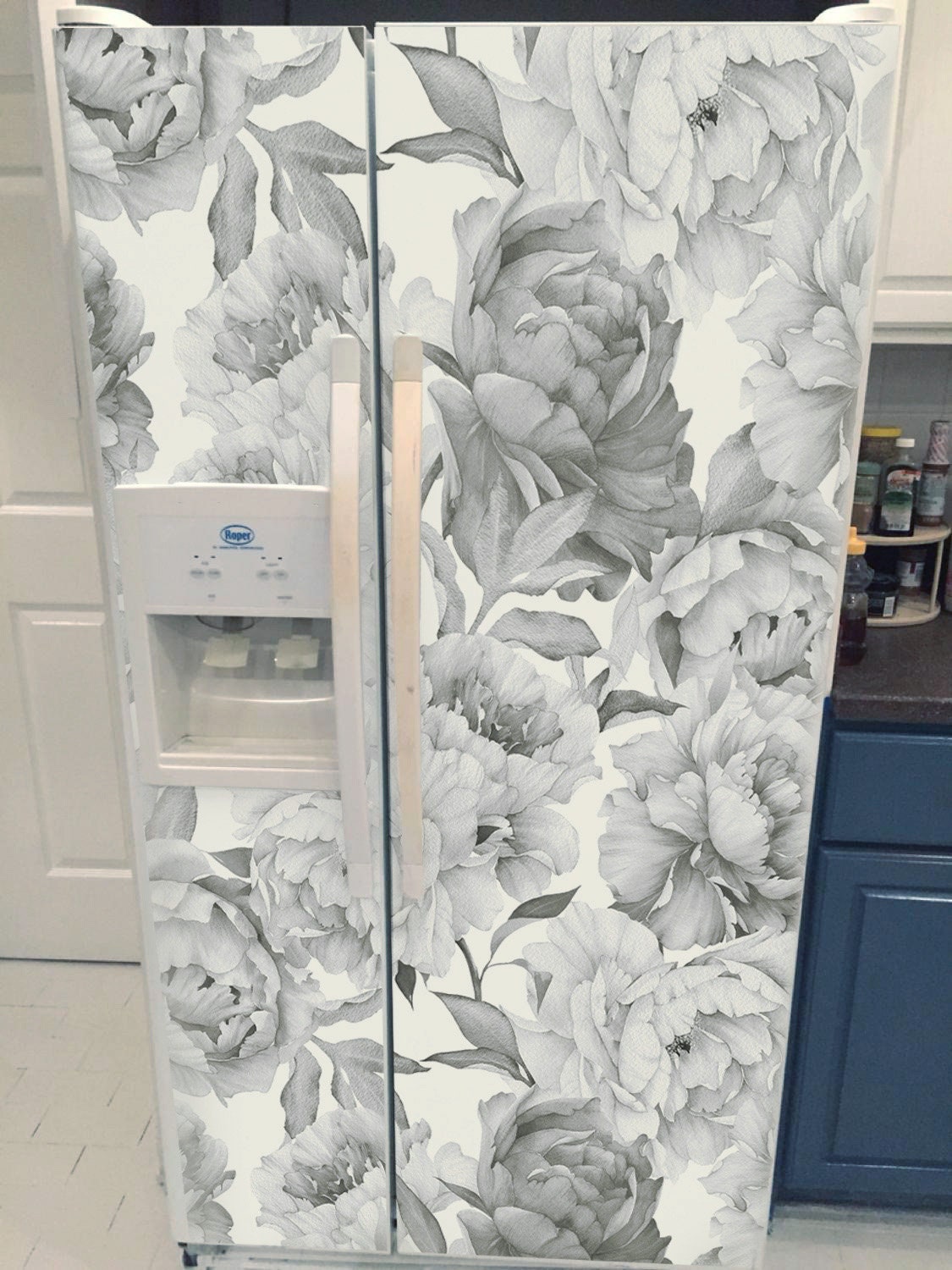 Fridge Wrap Peony Flower Refrigerator Side by Side Decal Etsy