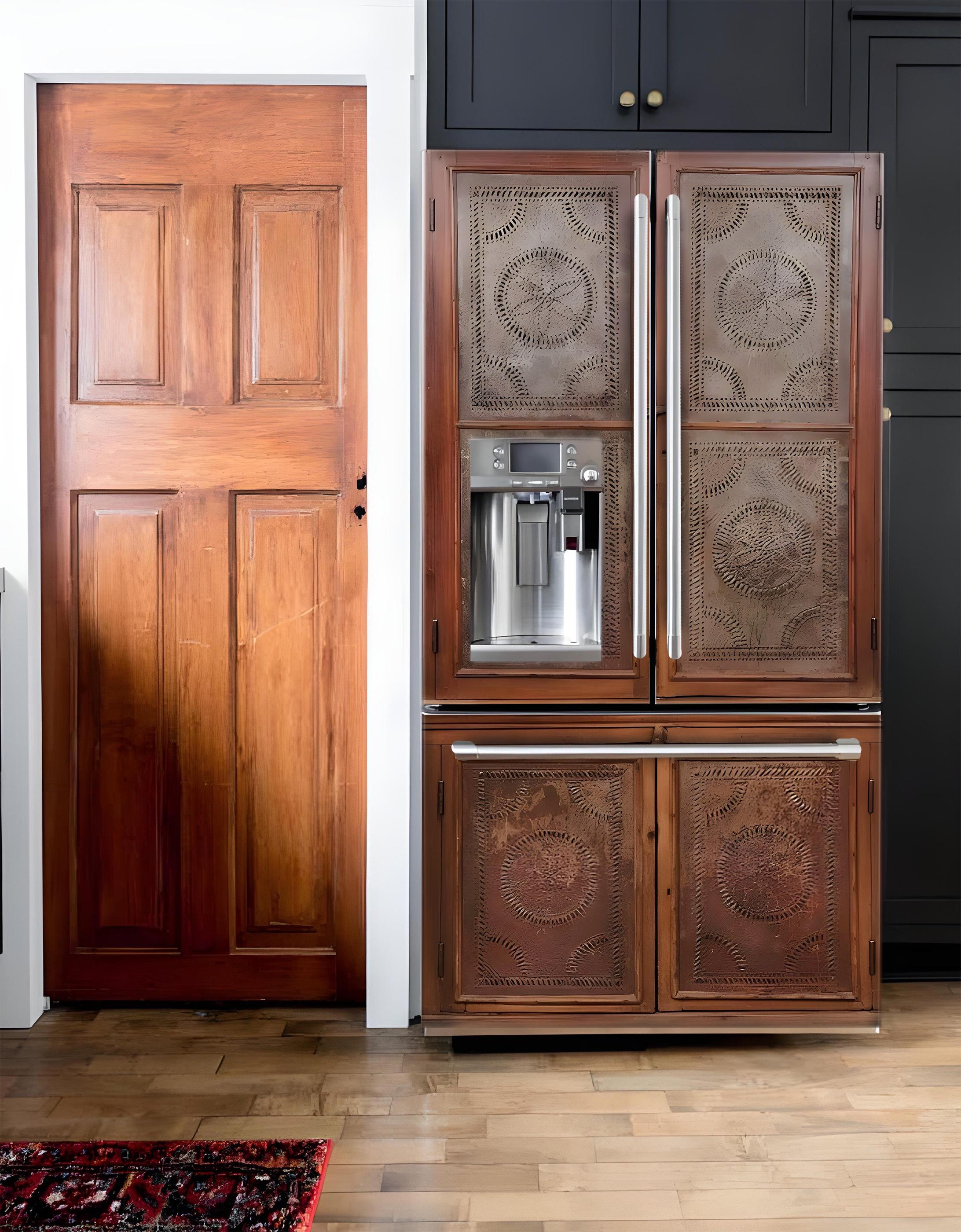 Rustic Fridge Farmhouse Fridge Wrap Pie Safe, Refrigerator Wrap Vinyl Side by Side ...