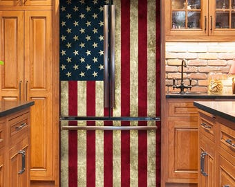 レトロなアメリカ国旗冷蔵庫ラップ、冷蔵庫ラップサイドバイサイド