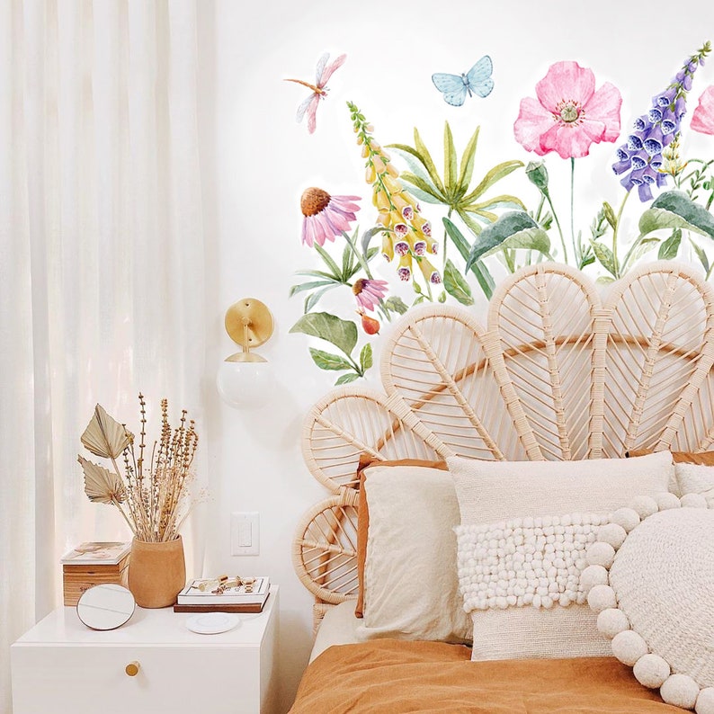 Floral Wall Decals Wildflower Nursery Flower Wall Decals Etsy