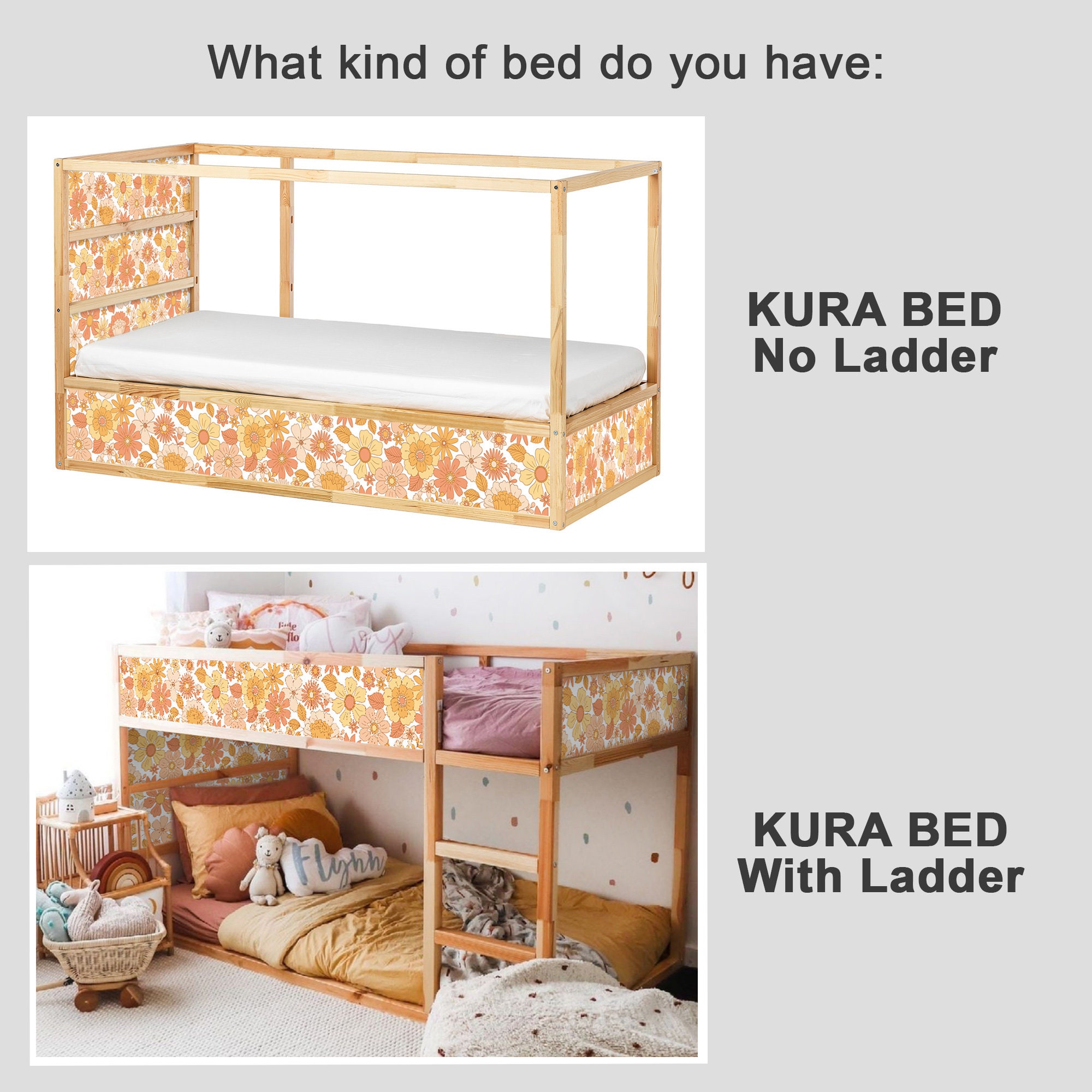 Decals For Kura Bed, Ikea, Floral Pattern On Mother-Of-Pearl Background /Furniture  Decals/ Ikea Style Bed /Vinyl Decals Kid's Panels - Yahoo Shopping