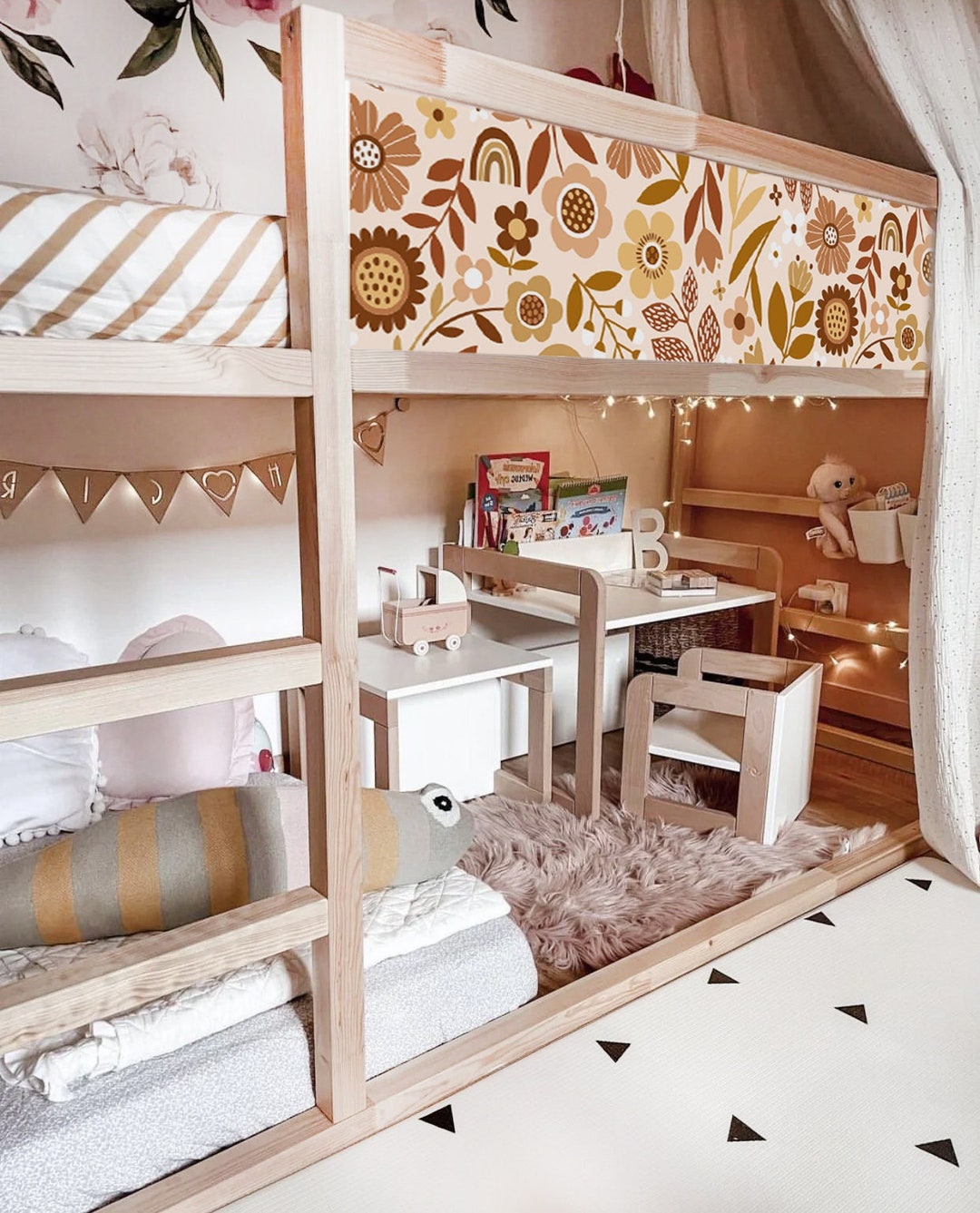 IKEA KURA BED Decal Girls, Boho Floral Decals for Kura Bed, Kura Bed ...