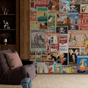 Vintage Wallpaper for Kitchen Peel & Stick Retro Lables - Etsy