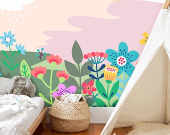 Floral Peel and Stick Wallpaper: Colorful Nursery Decor