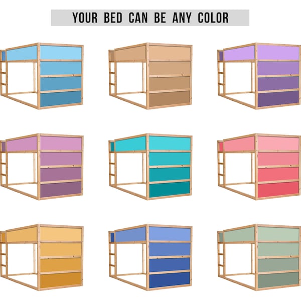 IKEA KURA BED decals Solid Color, Ombre Kura Bunk Bed Stickers, Wraps for Kura Bed Neutral, Custom Decals for Kura Removable Furniture Kids