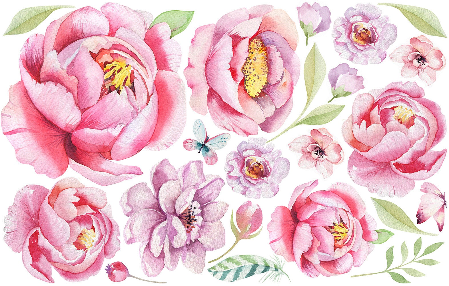 Flowers Wall Decals Peony Wall Decals Floral Wall Decals Etsy