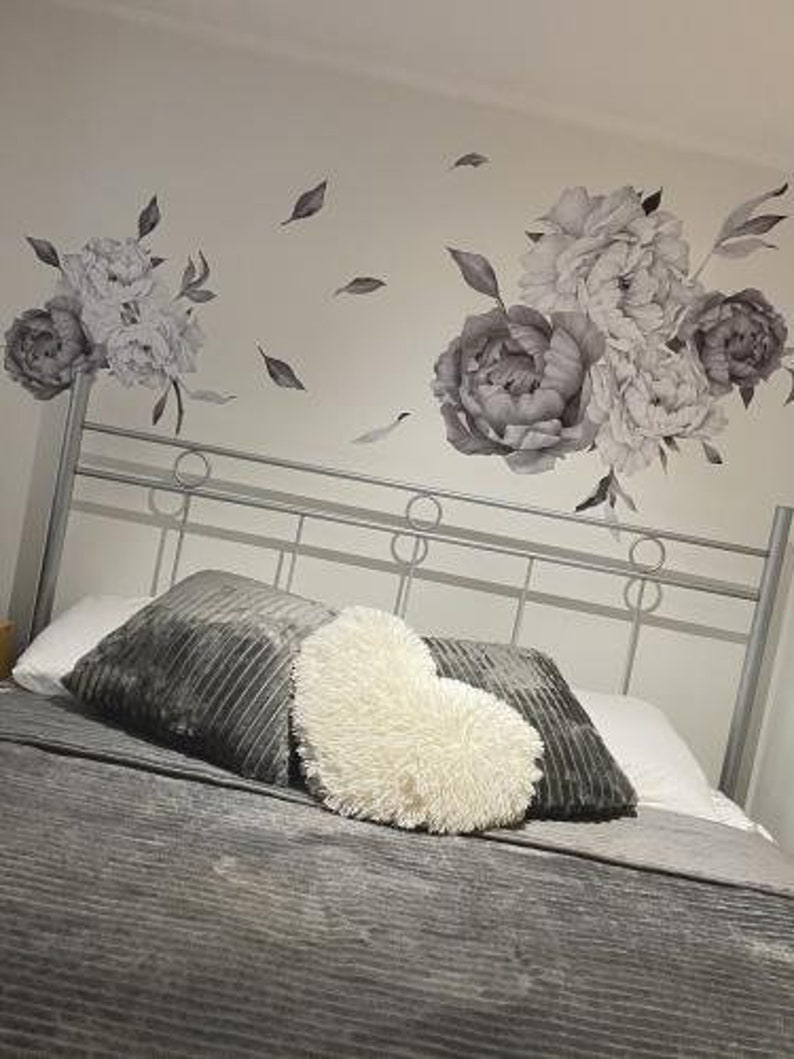 Peony Wall Decals Black and White Floral Wall Decals Etsy